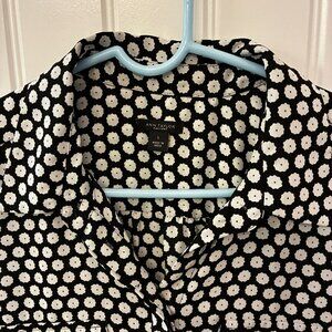 Ann Taylor Black with While Flowers Button Sleeveless Top